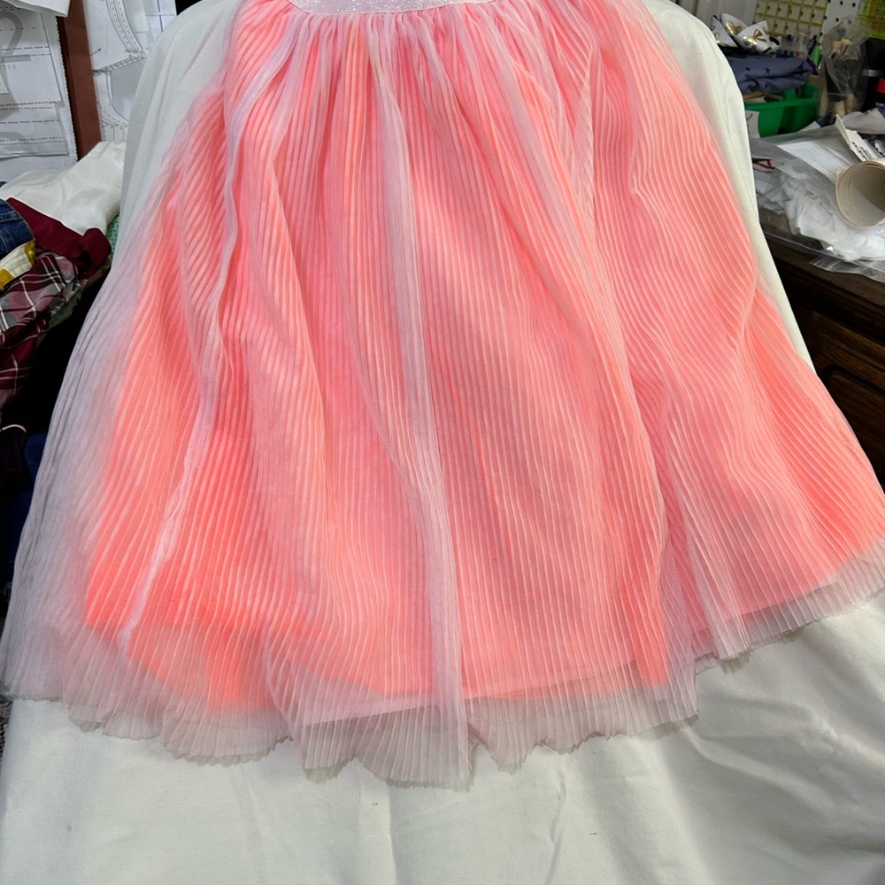 Cat & Jack Pink and Orange pleated tulle Skirt
